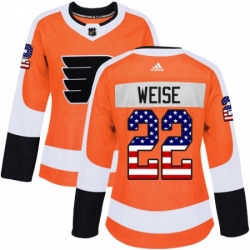Womens Adidas Philadelphia Flyers 22 Dale Weise Authentic Orange USA Flag Fashion NHL Jersey 
