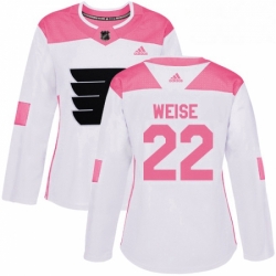 Womens Adidas Philadelphia Flyers 22 Dale Weise Authentic WhitePink Fashion NHL Jersey 