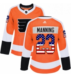 Womens Adidas Philadelphia Flyers 23 Brandon Manning Authentic Orange USA Flag Fashion NHL Jersey 