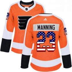 Womens Adidas Philadelphia Flyers 23 Brandon Manning Authentic Orange USA Flag Fashion NHL Jersey 