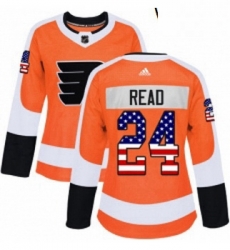 Womens Adidas Philadelphia Flyers 24 Matt Read Authentic Orange USA Flag Fashion NHL Jersey 