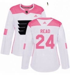 Womens Adidas Philadelphia Flyers 24 Matt Read Authentic WhitePink Fashion NHL Jersey 