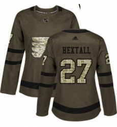 Womens Adidas Philadelphia Flyers 27 Ron Hextall Authentic Green Salute to Service NHL Jersey 