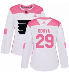Womens Adidas Philadelphia Flyers 29 Johnny Oduya Authentic White Pink Fashion NHL Jersey 