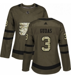 Womens Adidas Philadelphia Flyers 3 Radko Gudas Authentic Green Salute to Service NHL Jersey 