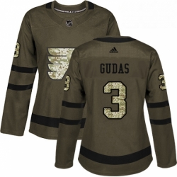 Womens Adidas Philadelphia Flyers 3 Radko Gudas Authentic Green Salute to Service NHL Jersey 