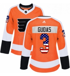 Womens Adidas Philadelphia Flyers 3 Radko Gudas Authentic Orange USA Flag Fashion NHL Jersey 