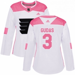 Womens Adidas Philadelphia Flyers 3 Radko Gudas Authentic WhitePink Fashion NHL Jersey 