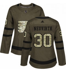 Womens Adidas Philadelphia Flyers 30 Michal Neuvirth Authentic Green Salute to Service NHL Jersey 