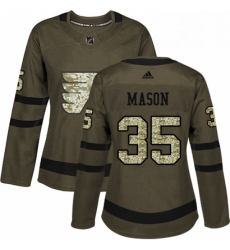 Womens Adidas Philadelphia Flyers 35 Steve Mason Green Salute to Service Stitched NHL Jersey 