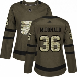 Womens Adidas Philadelphia Flyers 36 Colin McDonald Authentic Green Salute to Service NHL Jersey 
