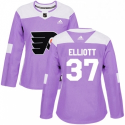 Womens Adidas Philadelphia Flyers 37 Brian Elliott Authentic Purple Fights Cancer Practice NHL Jersey 
