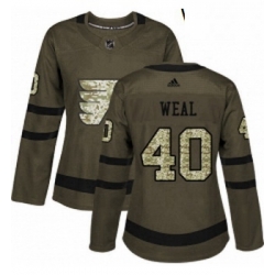 Womens Adidas Philadelphia Flyers 40 Jordan Weal Authentic Green Salute to Service NHL Jersey 