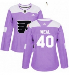 Womens Adidas Philadelphia Flyers 40 Jordan Weal Authentic Purple Fights Cancer Practice NHL Jersey 