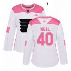 Womens Adidas Philadelphia Flyers 40 Jordan Weal Authentic WhitePink Fashion NHL Jersey 