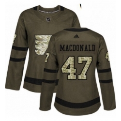 Womens Adidas Philadelphia Flyers 47 Andrew MacDonald Authentic Green Salute to Service NHL Jersey 