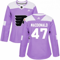 Womens Adidas Philadelphia Flyers 47 Andrew MacDonald Authentic Purple Fights Cancer Practice NHL Jersey 