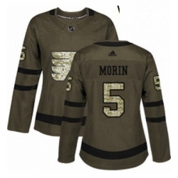 Womens Adidas Philadelphia Flyers 5 Samuel Morin Authentic Green Salute to Service NHL Jersey 