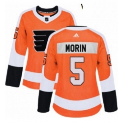 Womens Adidas Philadelphia Flyers 5 Samuel Morin Authentic Orange Home NHL Jersey 