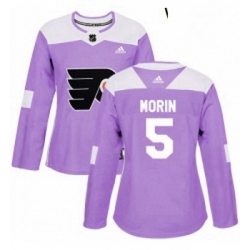Womens Adidas Philadelphia Flyers 5 Samuel Morin Authentic Purple Fights Cancer Practice NHL Jersey 