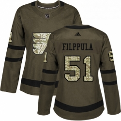 Womens Adidas Philadelphia Flyers 51 Valtteri Filppula Authentic Green Salute to Service NHL Jersey 