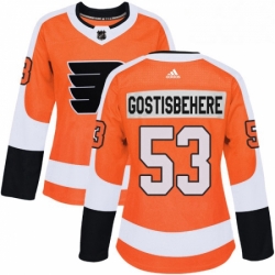 Womens Adidas Philadelphia Flyers 53 Shayne Gostisbehere Authentic Orange Home NHL Jersey 