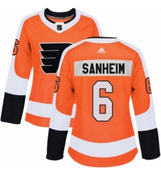 Womens Adidas Philadelphia Flyers 6 Travis Sanheim Authentic Orange Home NHL Jersey 