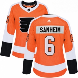 Womens Adidas Philadelphia Flyers 6 Travis Sanheim Authentic Orange Home NHL Jersey 
