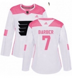 Womens Adidas Philadelphia Flyers 7 Bill Barber Authentic WhitePink Fashion NHL Jersey 