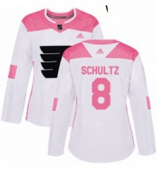 Womens Adidas Philadelphia Flyers 8 Dave Schultz Authentic WhitePink Fashion NHL Jersey 