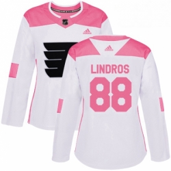 Womens Adidas Philadelphia Flyers 88 Eric Lindros Authentic WhitePink Fashion NHL Jersey 