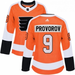 Womens Adidas Philadelphia Flyers 9 Ivan Provorov Authentic Orange Home NHL Jersey 