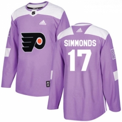 Youth Adidas Philadelphia Flyers 17 Wayne Simmonds Authentic Purple Fights Cancer Practice NHL Jersey 