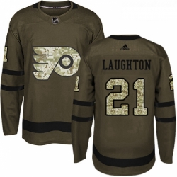 Youth Adidas Philadelphia Flyers 21 Scott Laughton Authentic Green Salute to Service NHL Jersey 