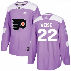 Youth Adidas Philadelphia Flyers 22 Dale Weise Authentic Purple Fights Cancer Practice NHL Jersey 