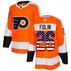 Youth Adidas Philadelphia Flyers 26 Christian Folin Authentic Orange USA Flag Fashion NHL Jersey 