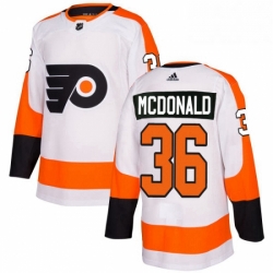 Youth Adidas Philadelphia Flyers 36 Colin McDonald Authentic White Away NHL Jersey 