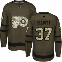 Youth Adidas Philadelphia Flyers 37 Brian Elliott Authentic Green Salute to Service NHL Jersey 