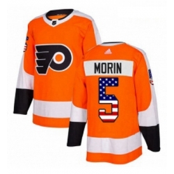 Youth Adidas Philadelphia Flyers 5 Samuel Morin Authentic Orange USA Flag Fashion NHL Jersey 