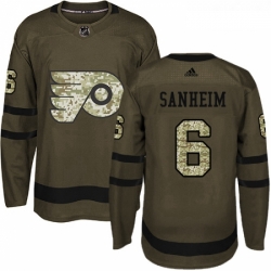 Youth Adidas Philadelphia Flyers 6 Travis Sanheim Authentic Green Salute to Service NHL Jersey 