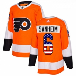 Youth Adidas Philadelphia Flyers 6 Travis Sanheim Authentic Orange USA Flag Fashion NHL Jersey 