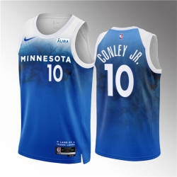 Men Minnesota Timberwolves 10 Mike Conley Jr  Blue 2023 24 City Edition Stitched Jersey