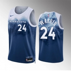 Men Minnesota Timberwolves 24 Tj Warren Blue 2023 24 City Edition Stitched Jersey