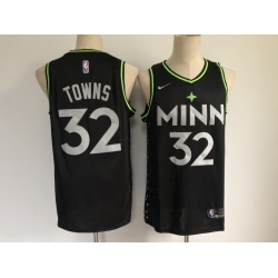 Men Minnesota Timberwolves 32 Karl Anthony Towns Black 2021 Nike City Edition Swingman Stitched NBA Jersey