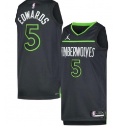 Men Minnesota Timberwolves #5 Anthony Edwards Black Green City Edition Stitched NBA Jersey