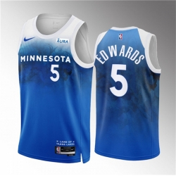 Men Minnesota Timberwolves 5 Anthony Edwards Blue 2023 24 City Edition Stitched Jersey