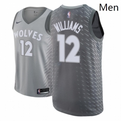 Men NBA 2018 19 Minnesota Timberwolves 12 C J Williams City Edition Gray Jerse