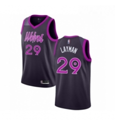 Mens Minnesota Timberwolves 29 Jake Layman Authentic Purple Basketball Jersey City Edition 