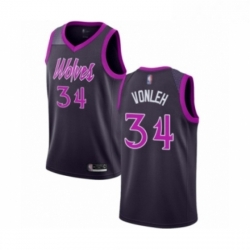 Mens Minnesota Timberwolves 34 Noah Vonleh Authentic Purple Basketball Jersey City Edition 