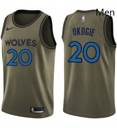 Mens Nike Minnesota Timberwolves 20 Josh Okogie Swingman Green Salute to Service NBA Jersey 